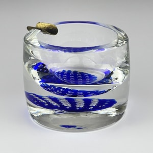 Original blue murano glass ashtray, Italy, 1970s, Vintage Home Decor