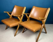 Pair of mid-century lounge chairs by Dal Vera Italy 1950s Vintage italian furniture