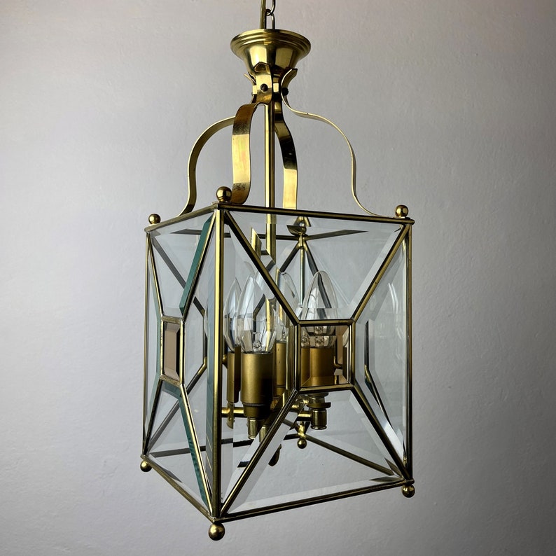 Vintage pendant lamp Italy '60s Brass Polished Glass Retro lighting Mid-century italian modern image 8