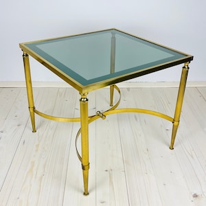 Vintage coffee table Italy 1970s Mid-century drink table Art deco Smoked Glass & Brass Table