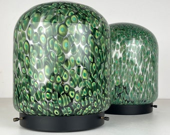 Original green murano table lamps Neverrino by Gae Aulenti for Vistosi Italy 1970s Set of 2 Vintage italian lighting