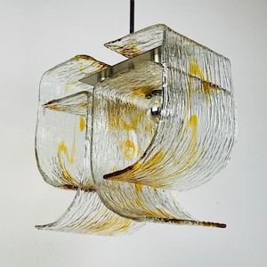 Vintage Murano glass chandelier by Mazzega, Italy 1970s, Space age, Mid-century modern