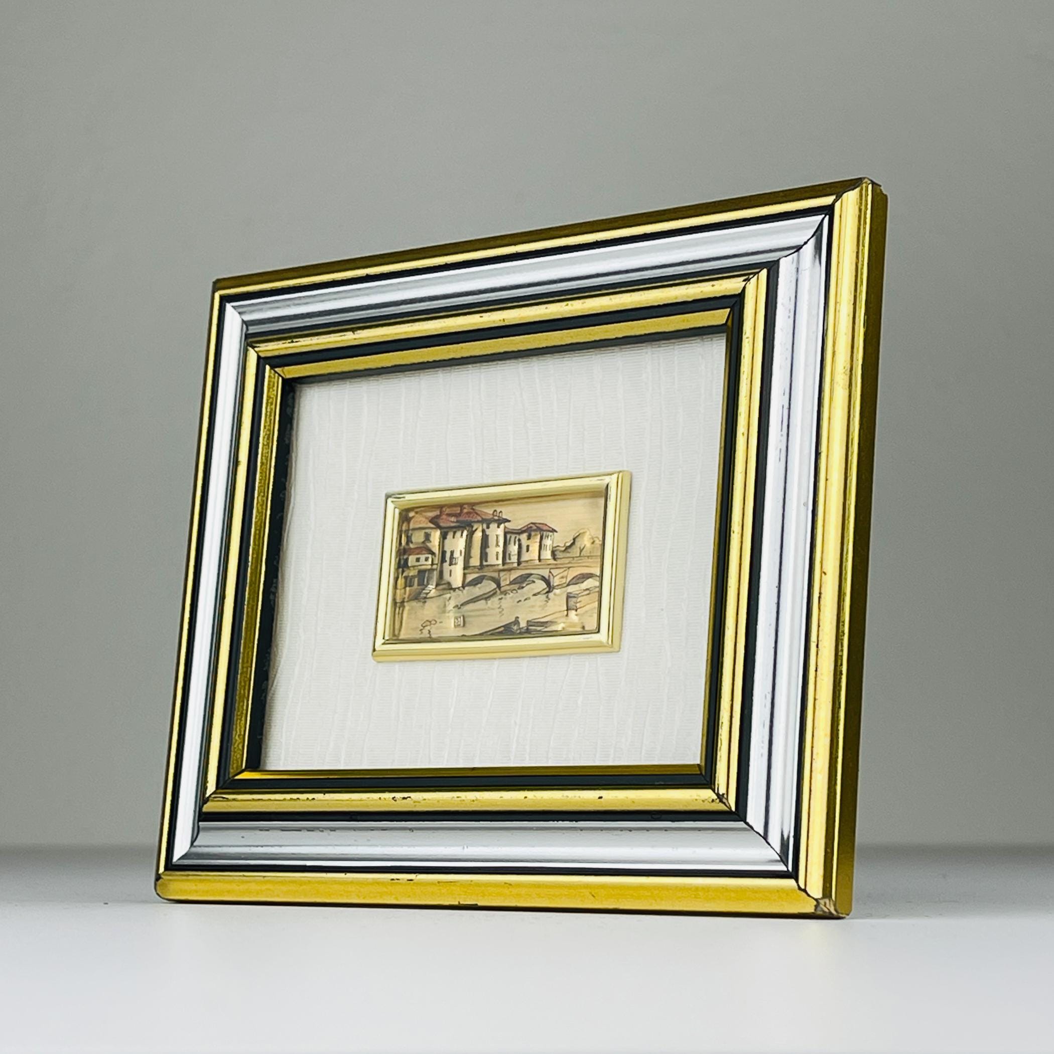 Vintage 925 Silver Pressed Art Framed, Italy, 1970s, Vintage Home