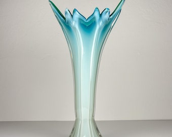 ムラーノアートガラスの大きな緑と青の花瓶 - Etsy 日本