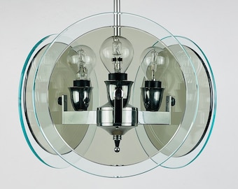 Vintage Fontana Arte Art Glass Chandelier - Italian MCM Design