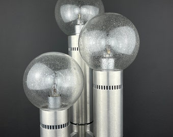 Brushed aluminum floor lamp Italy 1970s MCM space age italin modern lighting Reggiani/Sciolari period