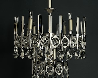 Mid-century classic glass chandelier by Gaetano Sciolari Italy 1970s mid-century modern space age italian design
