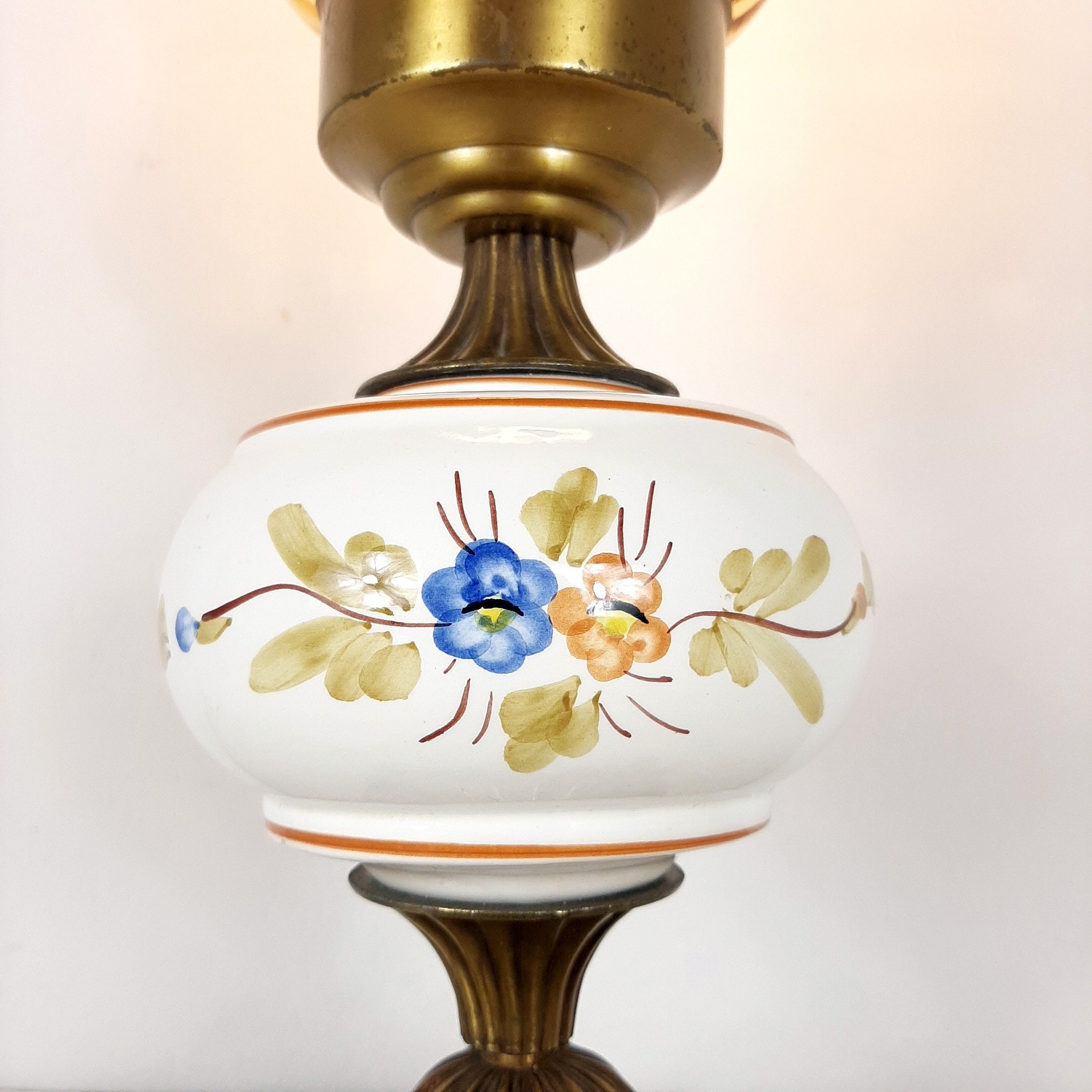 Vintage Porcelain Glass Table Lamp 1960 Hand Painted Porcelain | Etsy
