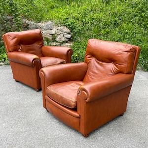 Poltrona Frau leather armchairs Edoardo Italy 1970s Set of 2