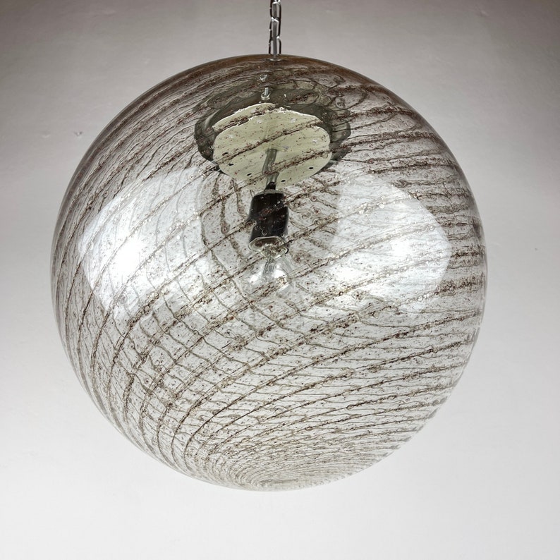 Vintage XL swirled murano glass pendant lamp La Murrina Italy 1970s Mid-century modern italian lighting image 6