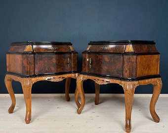 Vintage wood nightstands Italy 1950s Set of 2