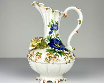 ヴィンテージ デルータ イタリア 雄鶏ピッチャー：手描きの陶器製