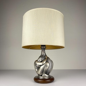 Vintage silver table lamp Man and Women by Ottaviani, Italy 1970s