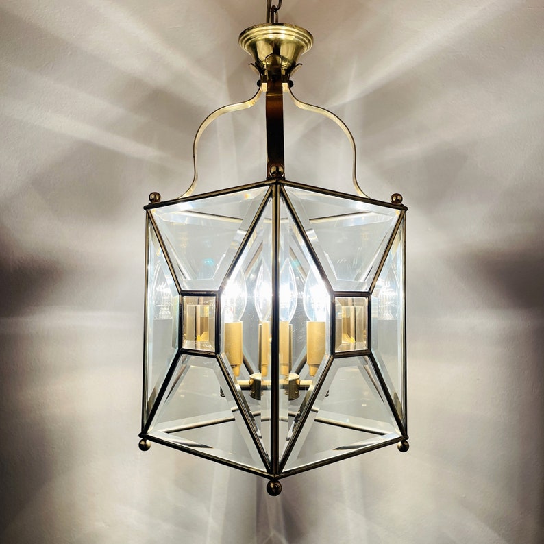 Vintage pendant lamp Italy '60s Brass Polished Glass Retro lighting Mid-century italian modern image 5