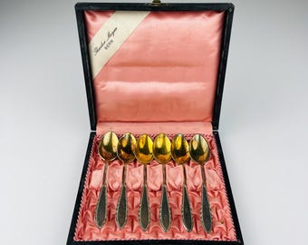 Antique set of 6 silver teaspoons Theodor Meyer Bern, Berndorf, 1920s, Vintage home decor