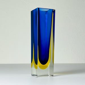 Sommerso blue Murano glass vase, style Flavio Poli, Italy 1970s, Vintage home decor
