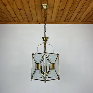Vintage pendant lamp Italy '60s Brass Polished Glass Retro lighting Mid-century italian modern image 9