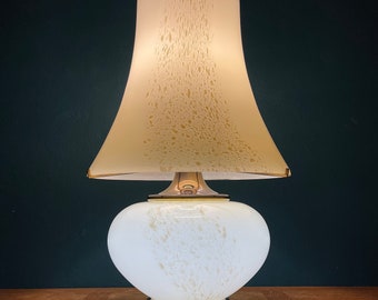 Large Murano table lamp Mushroom by F.Fabbian Italy 1970s Beige Yellow Mid-century Italian Lighting Vintage murano table lamp