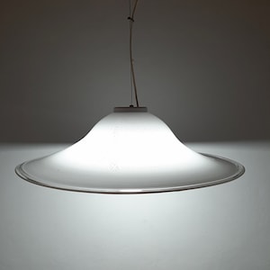 XL Mid-century white murano glass pendant lamp Italy 1970s Retro lighting Space age