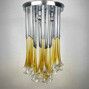 Lámpara de araña original de Murano Calla Lily de Venini, Italia, década de 1960