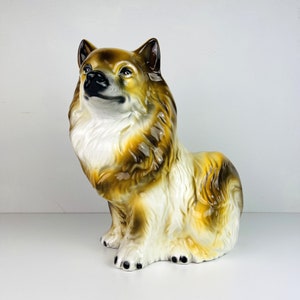 Vintage glazed ceramic sculpture dog Italy 1960s Retro home decor mid-century italian decoration