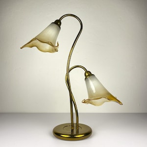 Vintage Murano Table Lamp Lilies, Italy 1970s, mid-century modern Italian home decor