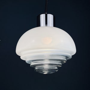 Mid-century white murano pendant lamp by Mazzega Italy 1970s Design Space Age Vintage italian lighting