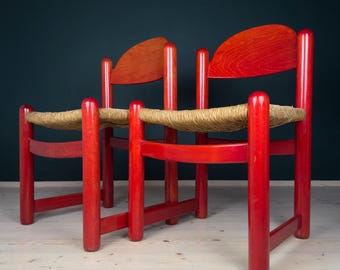 Set of 2 Red Chairs Mod. Padova by Hank Lowenstein, Italy 1970s - Etsy