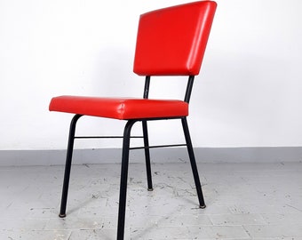 Retro dining chair Mobili Polli Italy 1969 Mid-century office chair Red desk chair