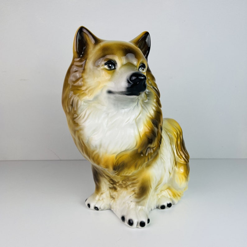 Vintage glazed ceramic sculpture dog Italy 1960s Retro home decor mid-century italian decoration image 2