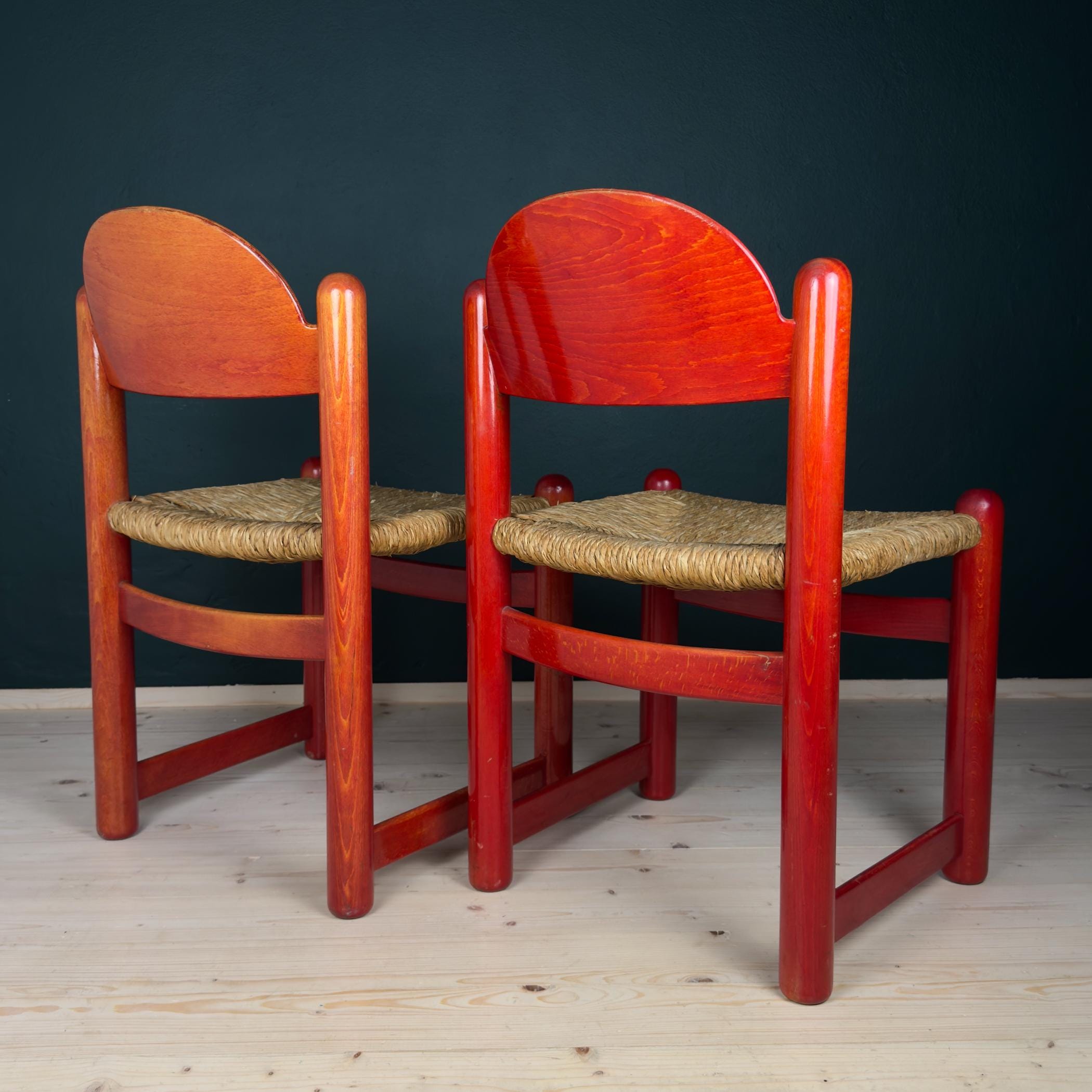 Set of 2 Red Chairs Mod. Padova by Hank Lowenstein, Italy 1970s - Etsy