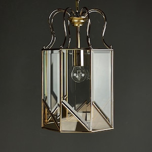 Vintage pendant lamp Italy '70s Brass Polished Glass Retro lighting Mid-century Italian modern