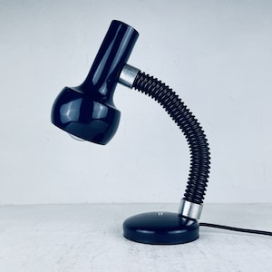 Mid-century goose blue desk lamp Italy 1970s metal retro table lamp