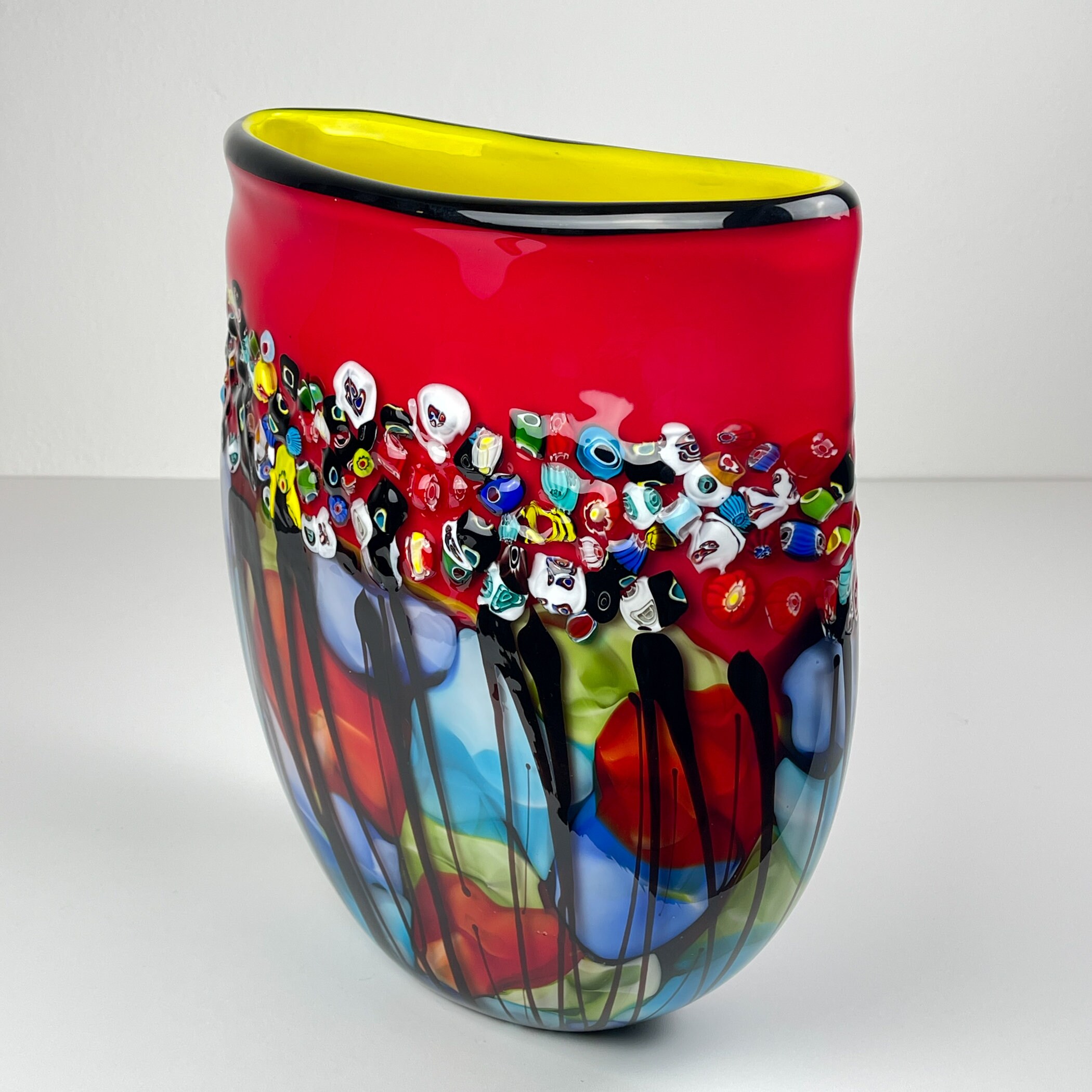 Original Large Vintage Murano Glass Vase Murrine, Italy 1980s - Etsy