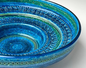 Vintage Ceramic Plate Rimini Blue, Design Aldo Londi, Bitossi