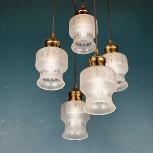 Mid-century cascade glass chandelier Italy 1970s Space Age Sputnik Vintage Pendant Light