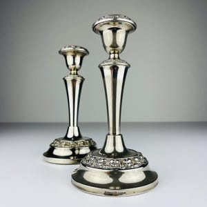 Original Silver Plate Candleholders by IANTHE, England, 1950s, Vintage home decor