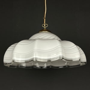 Vintage swirl Murano glass pendant lamp Vetri Murano Italy 70s White Mid-century Lighting Vintage chandelier