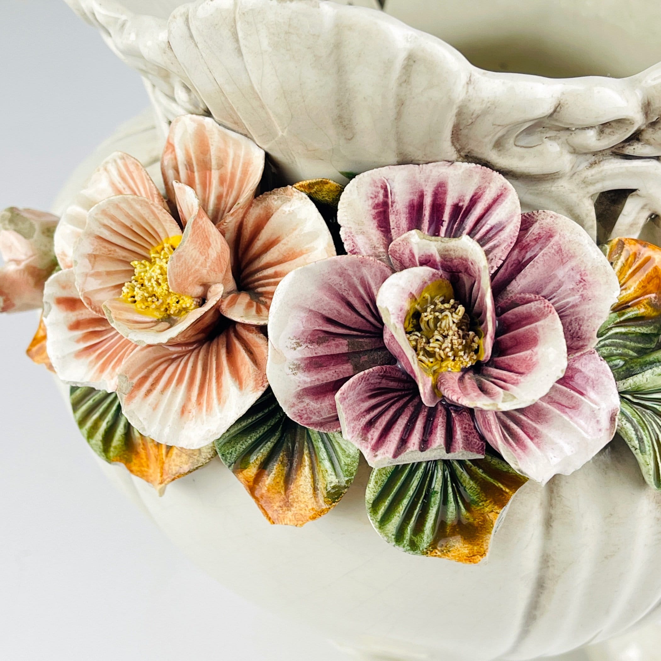 Este Ceramics Vase With Flowers Italy 1950s Vintage Home Decor