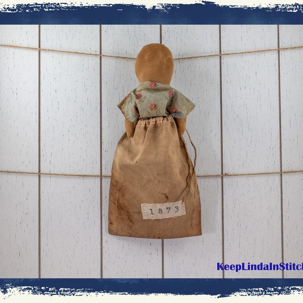 Primitive Seed Bag Doll (Green Dress) | Primitive Home Decor | Prairie Doll