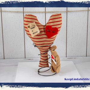 Primitive Heart and Mouse Valentine Decor  | Primitive Home Decor