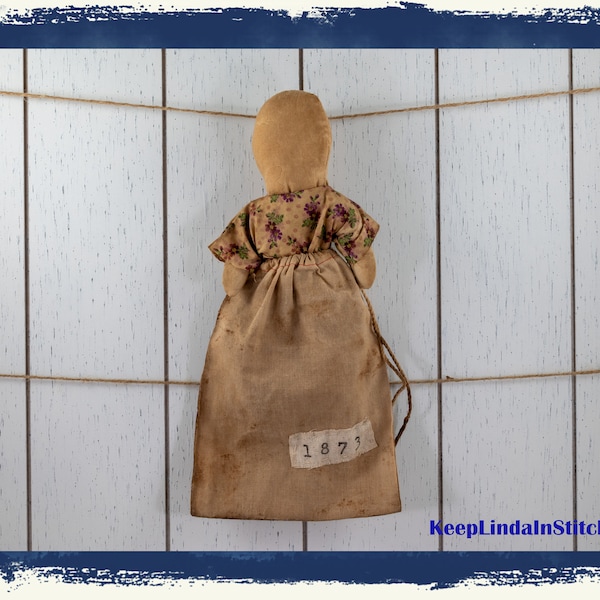 Primitive Seed Bag Doll (Brown Dress)  | Primitive Home Decor | Prairie Doll