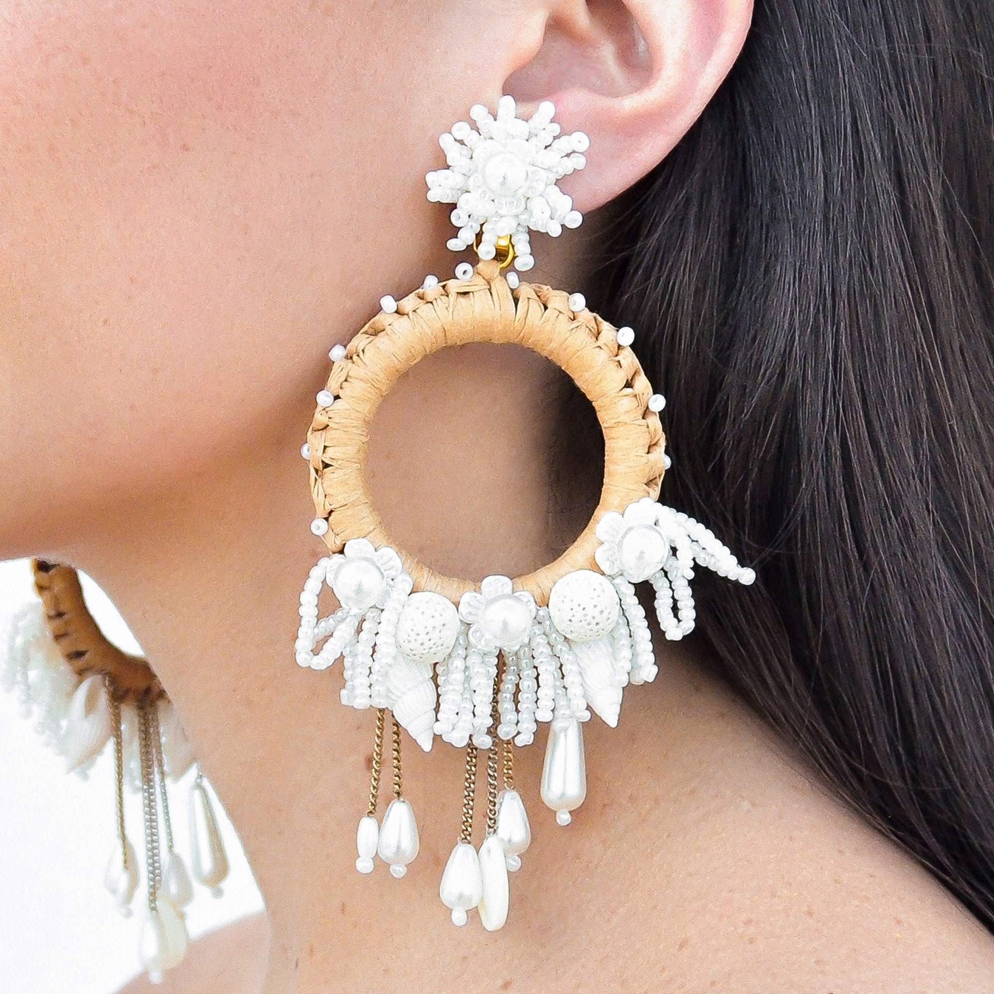 White Summer Earrings Statement Earrings Beach Jewelry Etsy