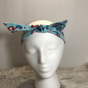 All American Girl Top Tie Cotton Headband with Elastic Back and Removable Bow
