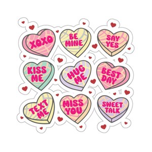 Candy Valentine Hearts Sticker | Cute Love Hearts Sticker | Valentine’s Day Gift for Loved Ones | Funny Sticker for Laptop, Water Bottle