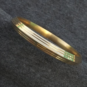 Golden Round Ridged Bracelet kada (Thick) - Bronze cuff bracelet - gift for him polished - men&#39;s metal cuff statement kada - Sikh kada