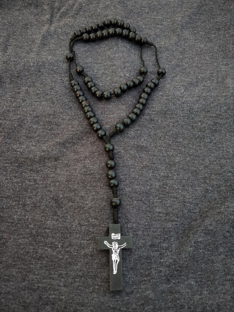 charm Wooden black Rosary Bead Unisex Cross neck chain Hand Crafted neck chain single strand beaded Thread Braided traditional