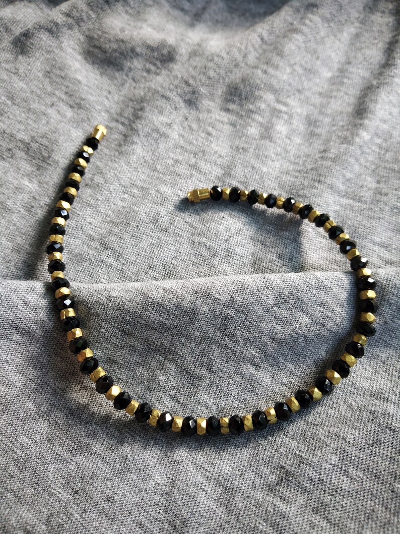 Bollywood boho Style Black and Golden gift for her brass metal and glass crystal beads payal Elegant Brass small Beaded anklet