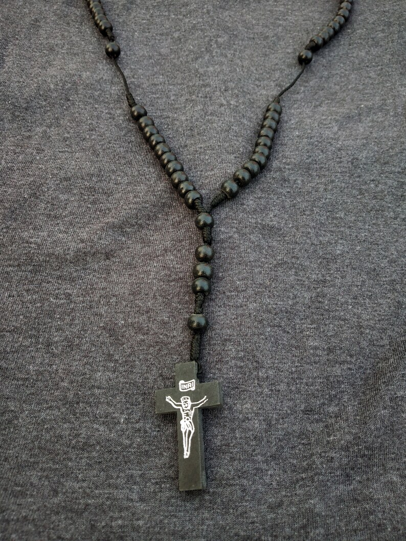 charm Wooden black Rosary Bead Unisex Cross neck chain Hand Crafted neck chain single strand beaded Thread Braided traditional