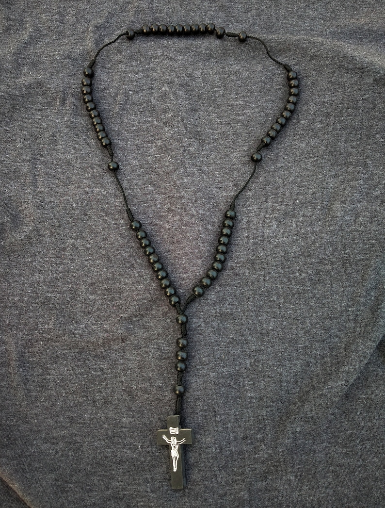 charm Wooden black Rosary Bead Unisex Cross neck chain Hand Crafted neck chain single strand beaded Thread Braided traditional